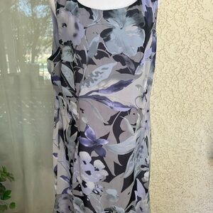 Floral Sleeveless Dress - Black and Gray purple size 16